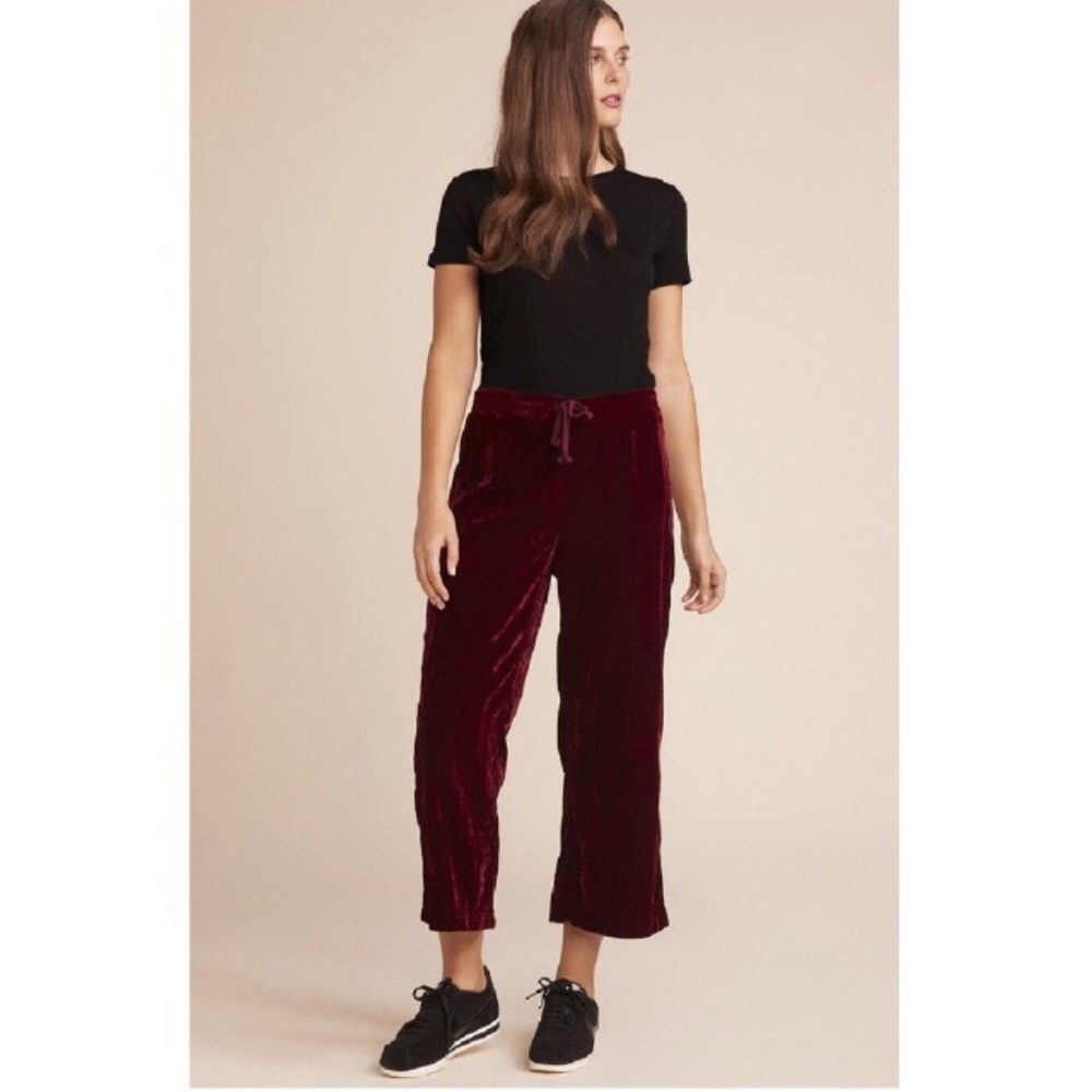 BB Dakota | Jog my Memory maroon velvet jogger | S